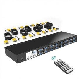 MT-VIKI KVM Switch 16 Port, 16X1 Rackmount KVM Switch VGAcolor: Black