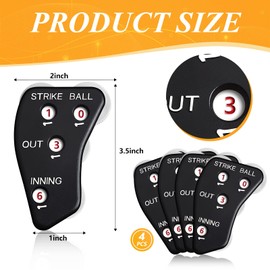 4 Wheel Umpire Indicator Umpire Clicker Umpire Gear Baseball Clicker Outs Innings Balls and Strike Clicker for Softball (4 Pieces)