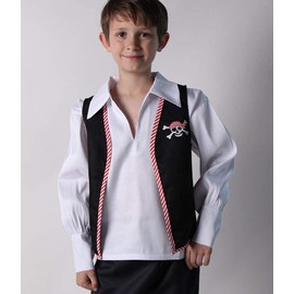 Making Believe Boys Black Skull & Cross Bones Pirate Costume Vest - Black/Red - Size 4-6