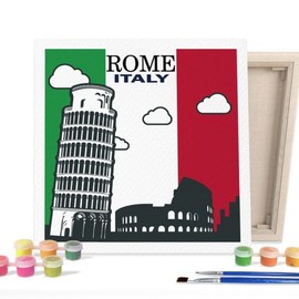 I Love Painting DIY Canvas Painting Kit 25x25cm Landmark_Roman Holiday / 아이러브페인팅 DIY캔버스형 그림그리기 25x25cm 랜드마크로마의휴일