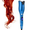 Automatic Curling Iron Wand LED Temperature Display Timer Blue Curling