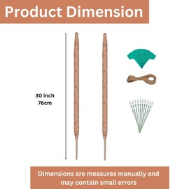Maxona Coir Moss Pole – 2 Pack 30 inch Bendable Coir Totem Poles Moss Growth Stick for Indoor Plants, Extendable Plant Stake, Support for Climbing Plants Monstera Grow Upward Garden Twist Tie Rope