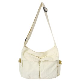 Bolsa Crossbody Lona Mujer, Bolso de Mensajero de Lona Vintage Clásico con Múltiples Bolsillos Bolsa Crossbody Mujer Grande para Compras, Viajes y Trabajo(Blanco)