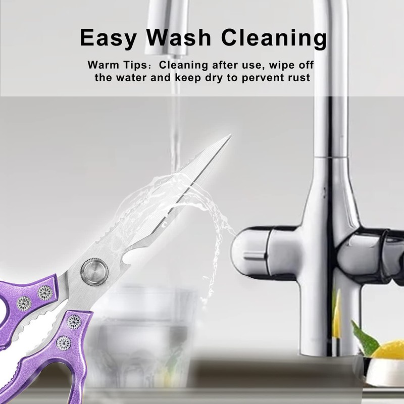 AWinjoy Kitchen Scissors, Sharp Kitchen Shears Dishwasher Safe Heavy Duty,Purple