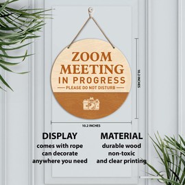Zoom Meeting in Progress Door Sign Decor, In A Meeting Sign for Office Therapist Clinic Door, Please Do Not Disturb Door Round Wood Hanging Sign Decorations