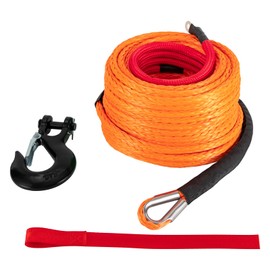 CUBELLIN Synthetic Winch Rope 3/8" x 100FT Synthetic Winch Line Cable Rope with Hook for 4WD Off-Road, Vehicle, Truck, ATV, UTV, SUV, 23,809lbs Breaking Strength