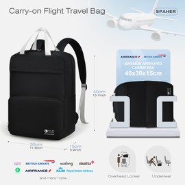 SPAHER Small Cabin Bag 40x30x15cm British Airways Underseat Carry on Luggage Foldable Travel Cabin Backpack Men Women Lightweight Waterproof Sport Overnight Airplane Flight Backpack Rucksack