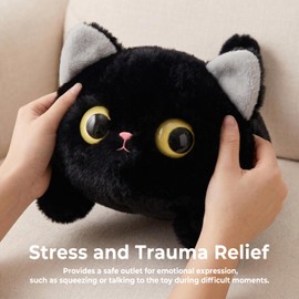 Ditucu Cute Black Cat Plush Soft Kitten Kitty Stuffed Animal Plushies Toys Dolls Gifts for Kids 7.5 inch