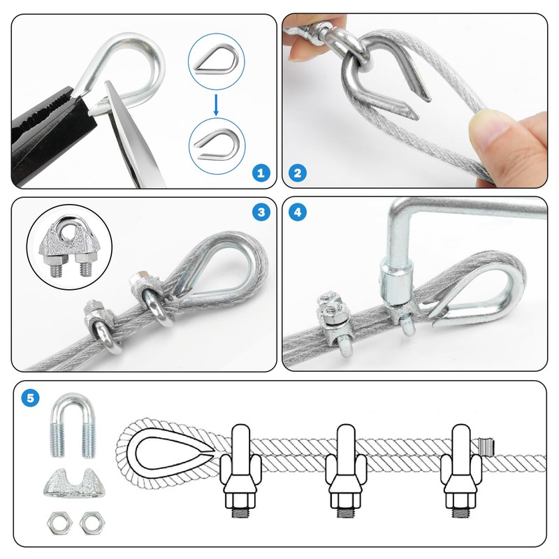 hannger 1/8" Wire Rope Kit, 100 Ft PVC Coated Steel