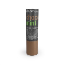 Hurraw! Chocolate & Mint Lip Balm: Plastic-Free with new cardboard push-up tube. Organic, 100% Natural Origin, Vegan, and Cruelty Free. Gluten Free. Bee, Shea, Soy and Palm Free. Made in USA