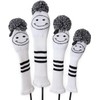 Golf Headcovers Set of 4 Knit Smile Covers Golf (White)