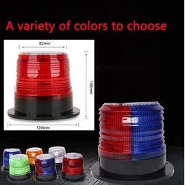 RISOON Solar Strobe Warning Safety Flashing Light:Ceiling Strobe Lamp with Strong Magnetic Base Waterproof for Construction, Traffic, Factory, Crane Tower, Boat Navigation (Red+Blue Light)