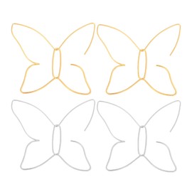 2Pairs Exaggerated Hollow Large Butterfly Dangle Drop Earring for Women Friend 14K Gold Silver Plated Bohemian Polished Oversized Animal Insect Earring Personality Statement Jewelry Gift