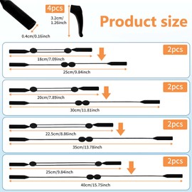 SHUIYUE 8 Pack Sunglass Holder Strap, Sports Glasses Strap with 4 Pcs Ear Hooks Anti Slip Sports Eyewear Retainer, Adjustable Universal Eyeglass Cord for Women Men-4 sizes Glasses Lanyard