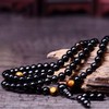 Leikance Natural Black Obsidian Beads Simulated Crystal Gemstone Tibetan Buddhist