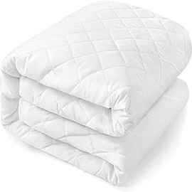 A ATH Collection Poly-Cotton Quilted Mattress Protector Cotton Fabric Pad Fitted Mattress Topper Stretchable Mattress Cover 30 CM Deep (Single)