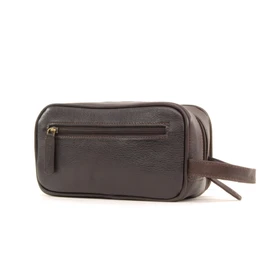 ASHWOOD - Men's Wash Bag/Shaving Bag/Travel Toiletry Bag - Genuine Leather - Chelsea 2080 - Brown