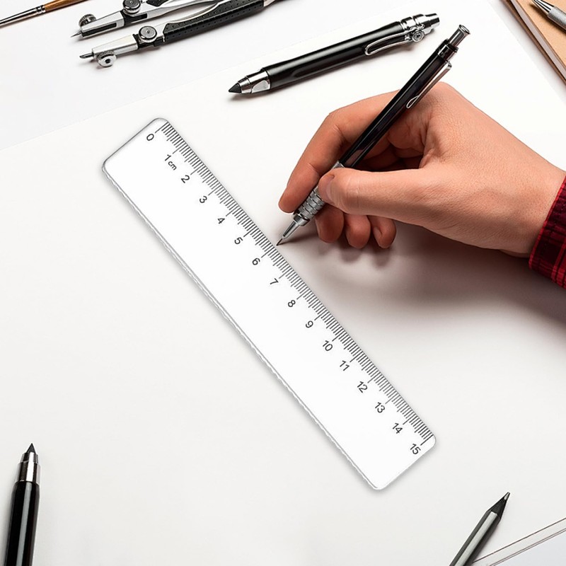5-Piece 15cm Clear Plastic Ruler Set - Durable, Precise, for