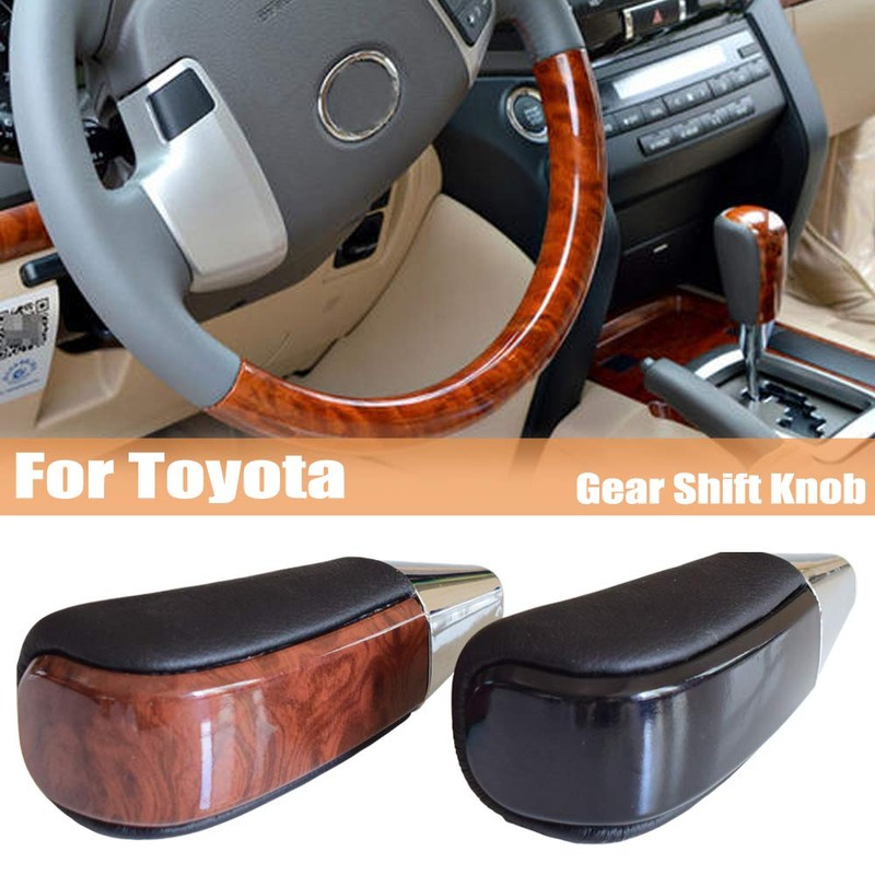 Kakulkomen Automatic Leather Wood Gear Shift Knob for Toyota Land