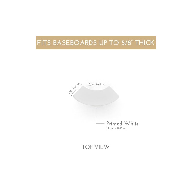 5.5" x 5/8" Rounded Outside Bullnose Corner Baseboard Molding and