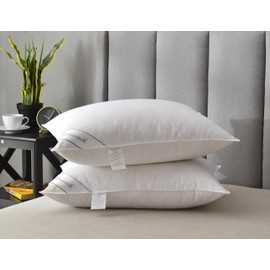 Eastwarmth Goose Down Feather Hotel Collection Bed Pillow for Sleeping,100% Cotton Cover,Medium Firm,Soft Support Standard Size(20X26IN) 1 Pack