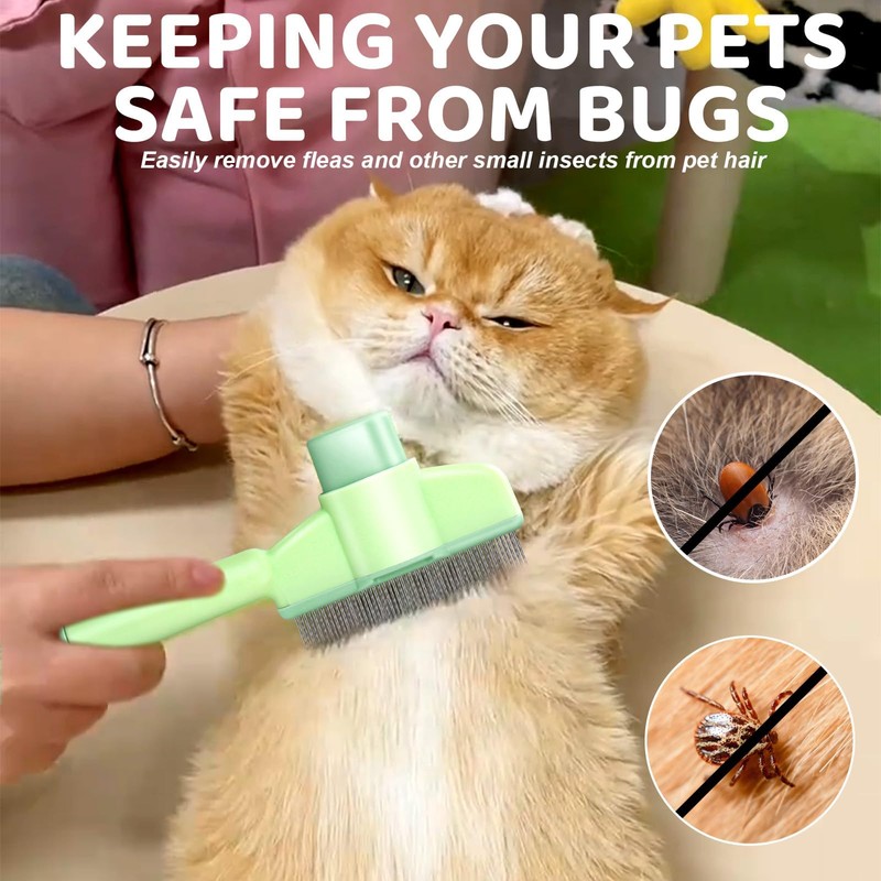Cat Comb with Release Button, Cat Brush for Short or