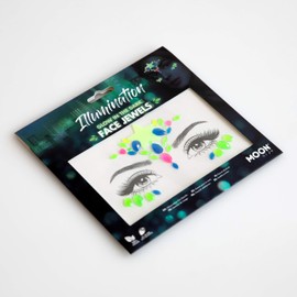 Moon Glow, Glow in the Dark" Face Jewels - Festival Face and Body Gems, Crystal Makeup Eye Glitter Stickers, Temporary Tattoo Jewels (Lighting) (Neon)