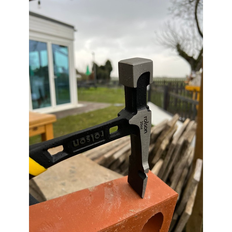 Rolson 10435 Solid Forged Brick Hammer, Black, Metallic, Yellow, 20