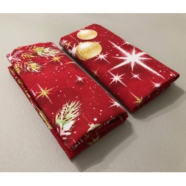 1KDreams Christmas Tablecloth with Red Background with Stars and Gold Leaves, Classic Design in Modern Key