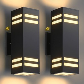 Zinola Dusk to Dawn Outdoor Lighting 2 Pack, Aluminum Exterior Lighting Fixtures with E26 Base, Waterproof Outdoor Wall Sconce Up and Down Lights Outside Lights for House Porch Garage, Bulbs Included