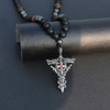 GENASTO Protection Crystal Bead Necklace for Men Men Cross Pendant