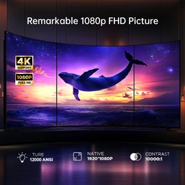 Projector with Wifi and Bluetooth,Staratlas Native Resolution 1080P,Tv Projector for Bedroom,Support Screen Mirror,Mini Portable Projector,12000L,Movie Projector Indoor (White-Blue)