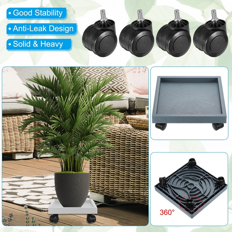 PATIKIL Square Planter Caddy with Wheels, 3 Pack 12 Inch