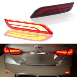 GTINTHEBOX 3D Optic LED Rear Bumper Reflectors Brake Tail Lights and Sequential Turn Signal Lamps for 2018 2019 2020 2021 2022 2023 2024 Toyota Camry - Red Lens