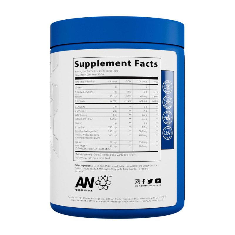 AN Performance Non-Stimulant Pre-Workout Supplement | Zero Caffeine Energy Drink