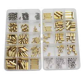 Raogoodcx® 360pcs M2 M3 M4 Male Female Brass Spacer Standoff Screw Nut Assortment Kit with Box