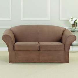 SURE FIT Ultimate Heavyweight Stretch Faux Suede Box Cushioned Loveseat Slipcover