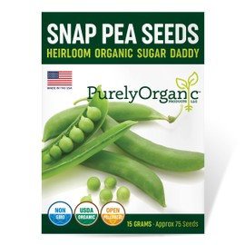 Organic Snap Pea Seeds (Sugar Daddy) - Approx 75 Seeds - USDA Organic, Non-GMO, Open Pollinated, Heirloom, USA Origin