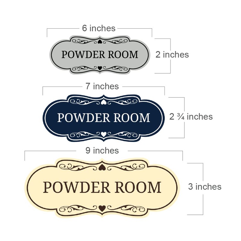 Signs ByLITA Designer Powder Room Sign (Brushed Gold) - Small