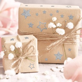 KESOTE 5 Sheets Glitter Silver Star Stickers, Self-Adhesive Assorted Star Labels for Handicrafts Christmas Decoration, Classroom Teacher Supplies