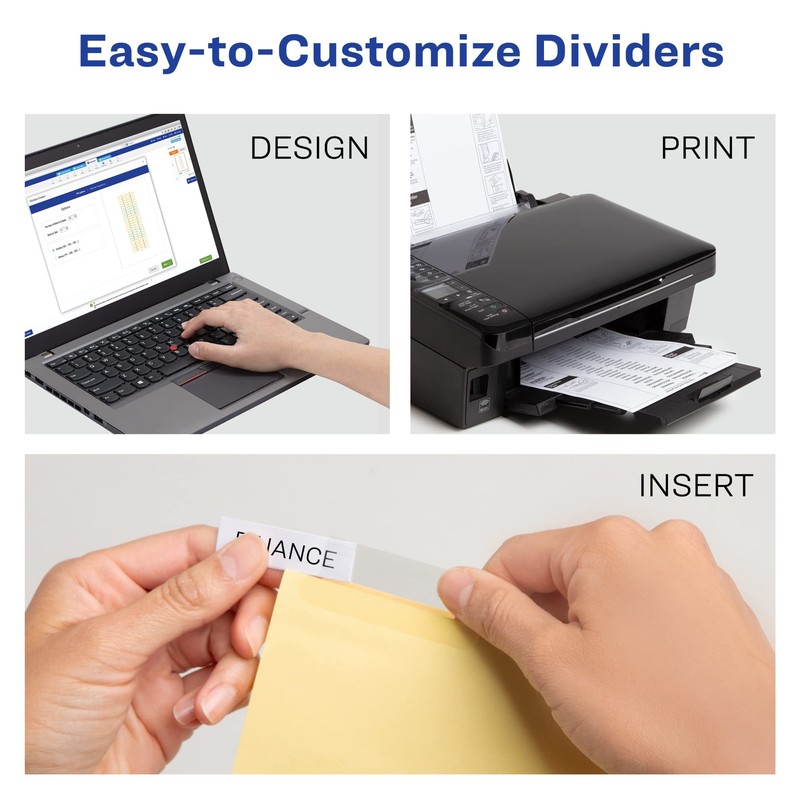 Avery 8-Tab Binder Dividers, Insertable Clear Big Tabs, 1 Set