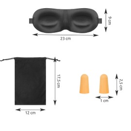 3D Eye Mask and Ear Plugs with Case Recessed Eye Sockets Raised Nose Part Sleeping Mask Blindfold 11848