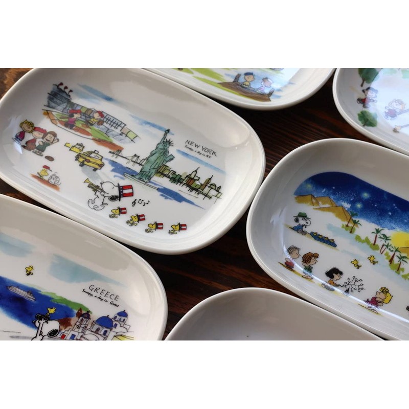 cerapockke Snoopy World Travel Series Round Plate 7.3 inches (18.5