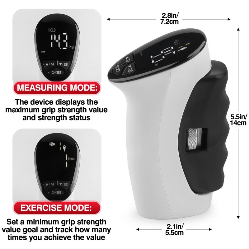 Tilcore Grip Strength Tester & Trainer - Handheld Dynamometer, Strengthener,