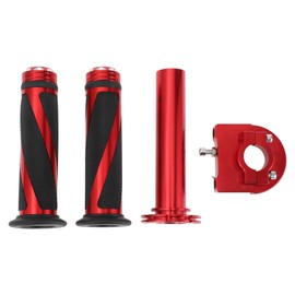 X AUTOHAUX 7/8" 22mm 15/16" 24mm Motorcycle Hand Grips Cover Kit Aluminum Alloy Rubber Handlebar Grips Red 1 Set Diamond Twill Pattern