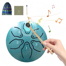 Steel Tongue Drum - 3 Inch 6 Notes, Rain Drum for Outside with Drum Bag, Music Book, Drum Mallets, Musical Education Entertainment Meditation Yoga Zen Gifts (Dark Green)
