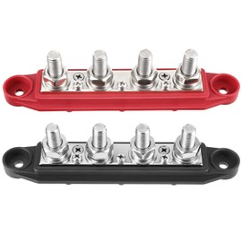 Huazu 3/8" 4 Stud Power Distribution Block 250A 12V with Cover - Ideal for Car, RV, Truck, Marine Boat - Efficient Bus Bar Junction Block