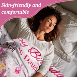 PUYTG Daughter Blanket from Mum, Daughter Birthday Gifts from Mum Dad, Gift for Daughters Birthday Graduation Christmas, Soft Warm Throw Blanket 60 x 50 Inches