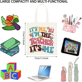 WCGXKO Ms Frizzle inspired Teacher Gift It’s Me Hi I’m The Teacher It’s Me Canvas Tote Bag