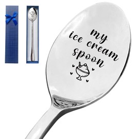 HSSPIRITZ My Ice Cream Spoon Funny Engraved Stainless Steel Spoon,Ice Cream Lovers Gifts,Ice Cream Spoon Gifts for Women Men Kids,Best Birthday Valentine Christmas Father's Day Gifts